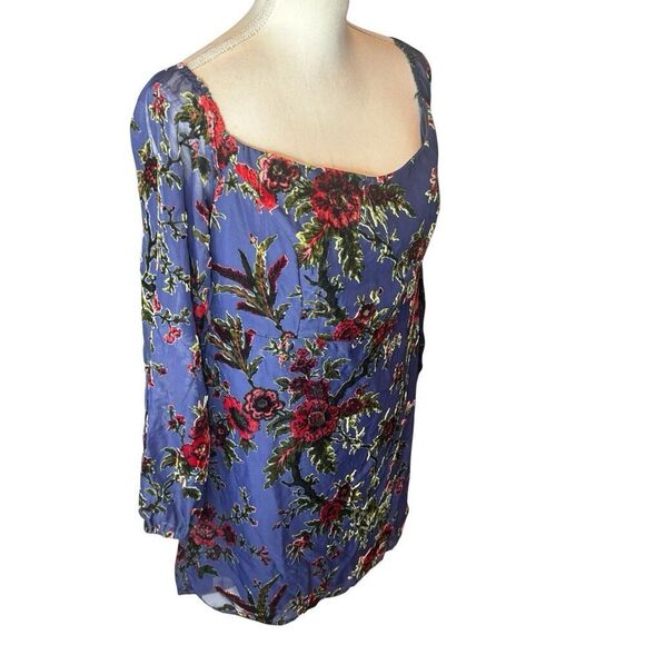Lulu’s Navy Blue Burnout Velvet Floral Mini Dress NWT Sz XL - Picture 2 of 7